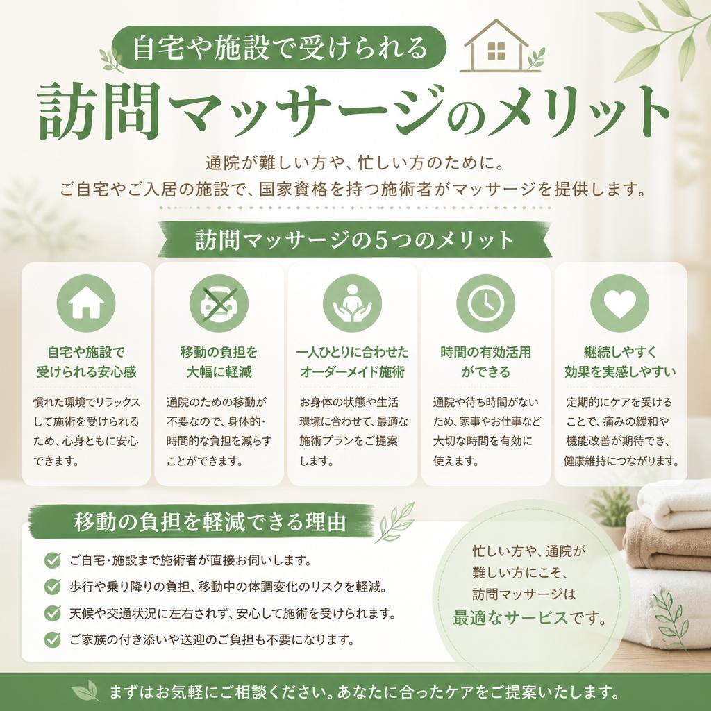 訪問マッサージの利点とは？