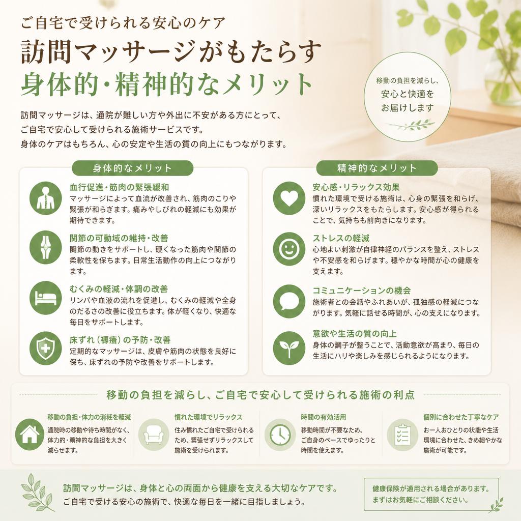 2. 訪問マッサージのメリット