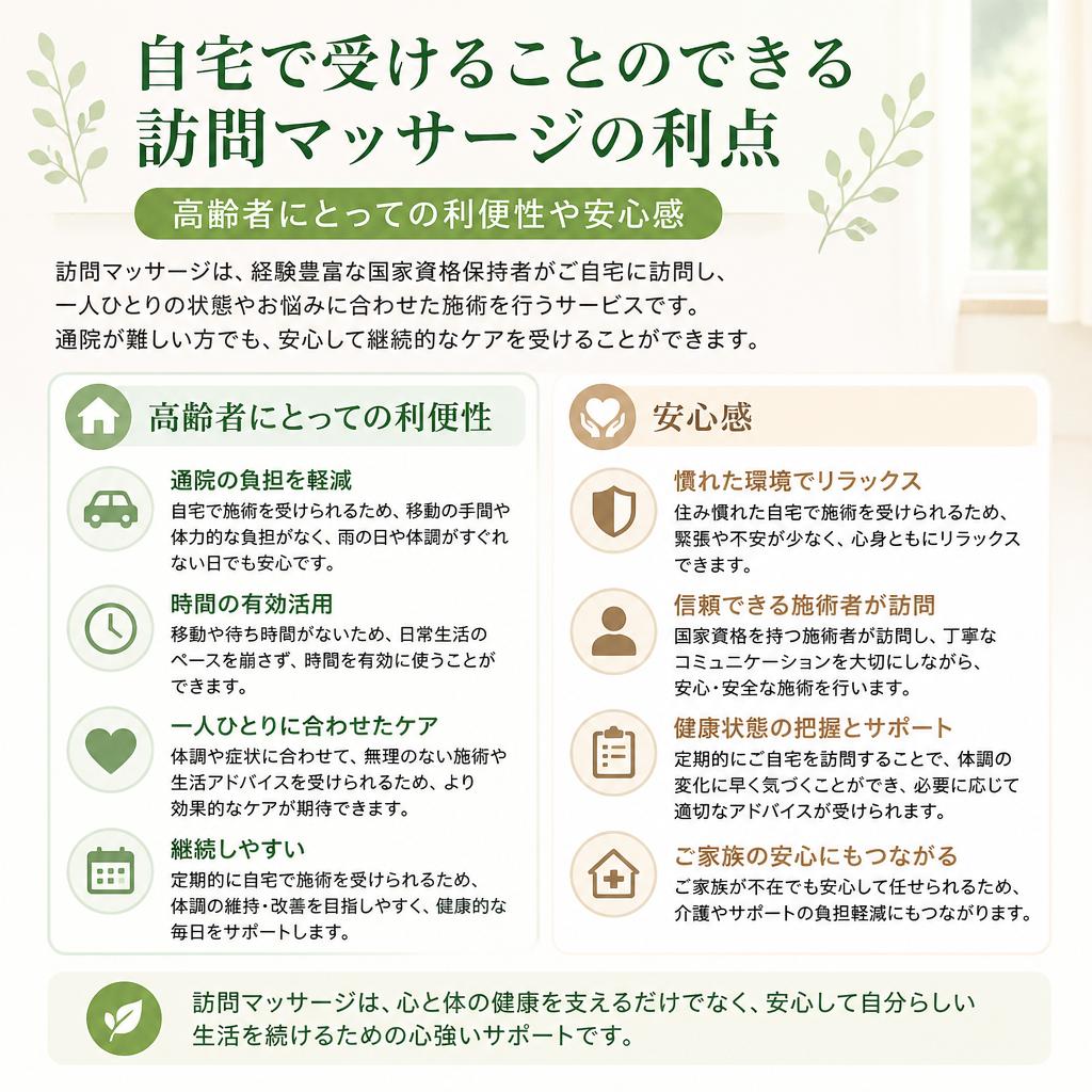 訪問マッサージのメリット